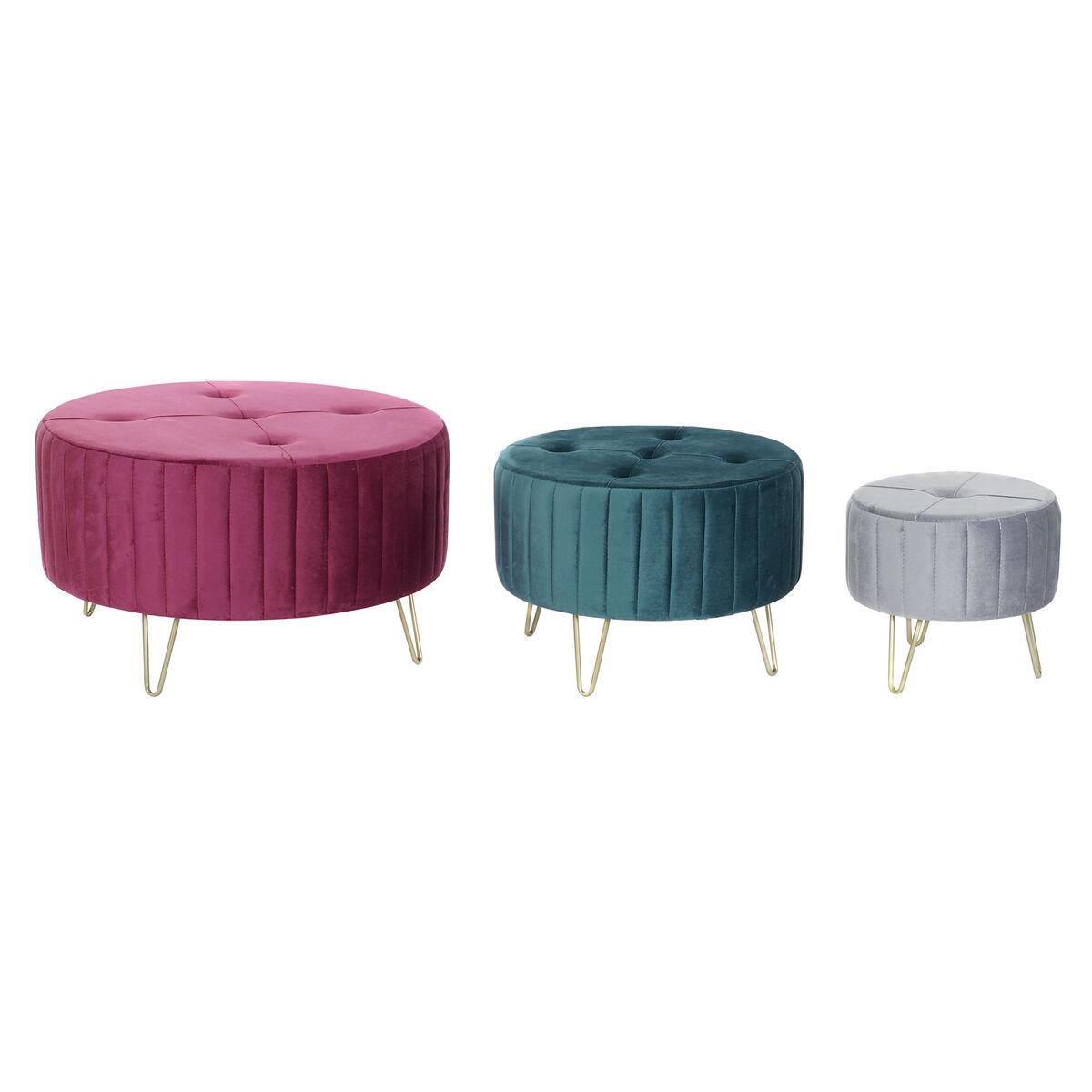 Fodstøtte 80 X 80 X 45 Cm Metal Polyester Fløjl