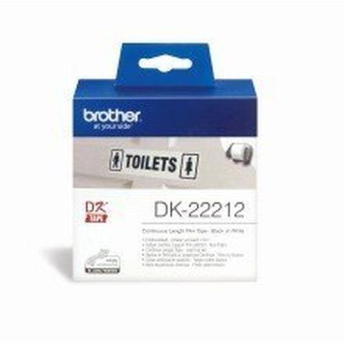 Brother DK-22212 sammenhængende etiketrulle - sort på hvid