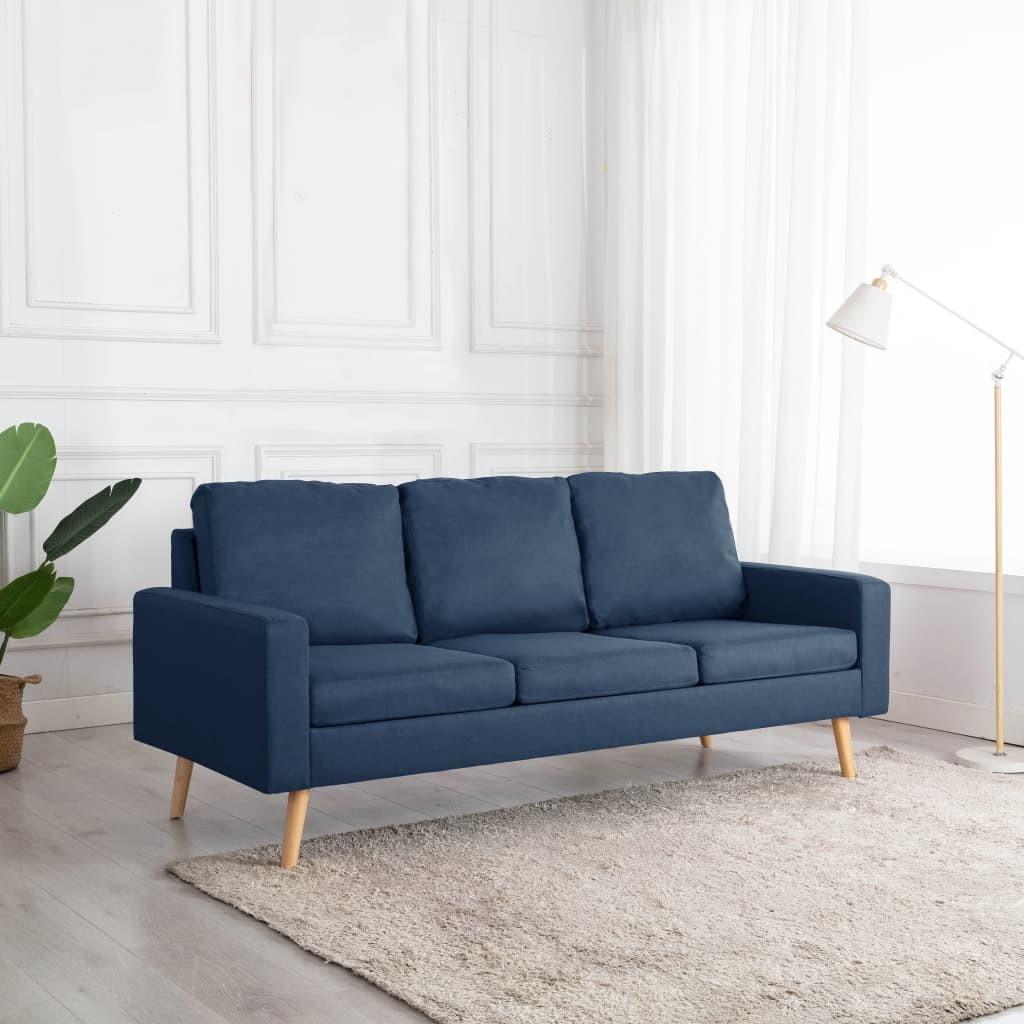 3-personers sofa stof blå