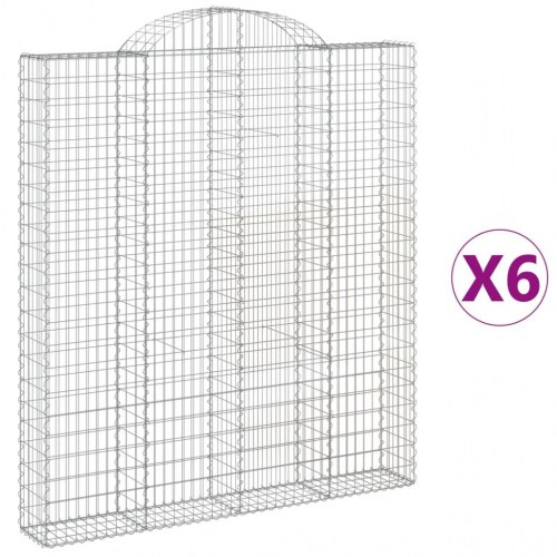 Buede gabionkurve - 6 stk. 200 × 30 × 220/240 cm i galvaniseret jern