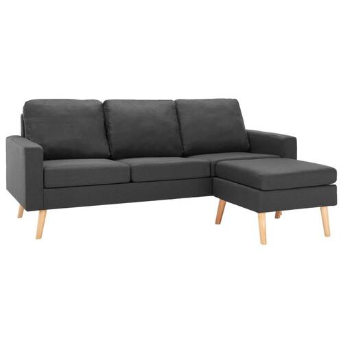 3-personers sofa med fodskammel stof mørkegrå