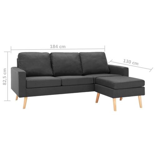 3-personers sofa med fodskammel stof mørkegrå