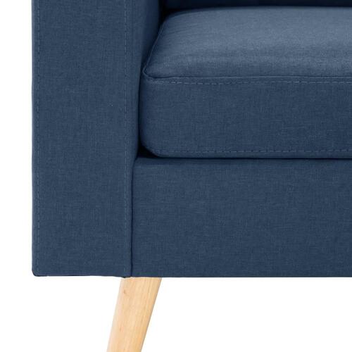 3-personers sofa med fodskammel stof blå