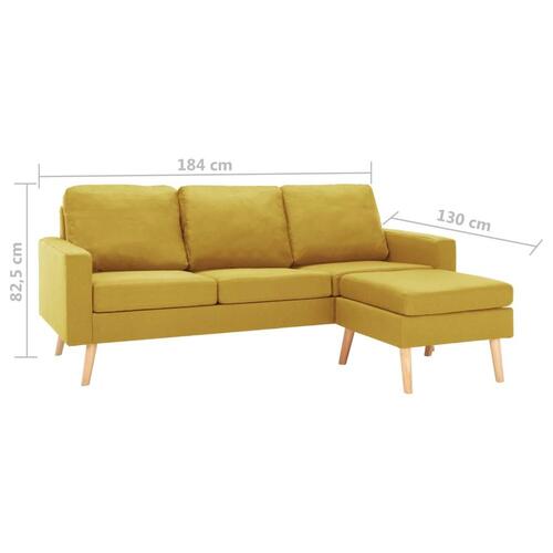 3-personers sofa med fodskammel stof gul