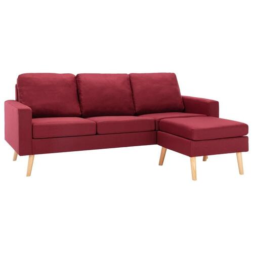 3-personers sofa med fodskammel stof vinrød