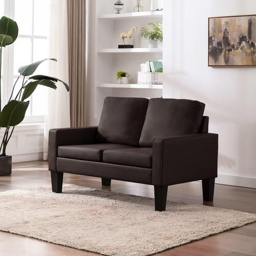2-personers sofa kunstlæder brun