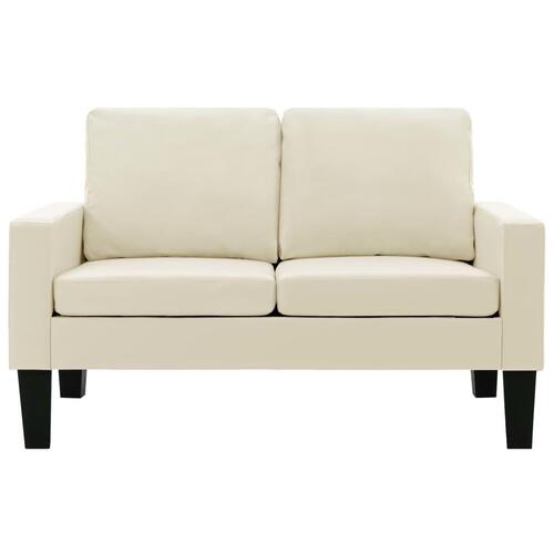 2-personers sofa kunstlæder cremefarvet