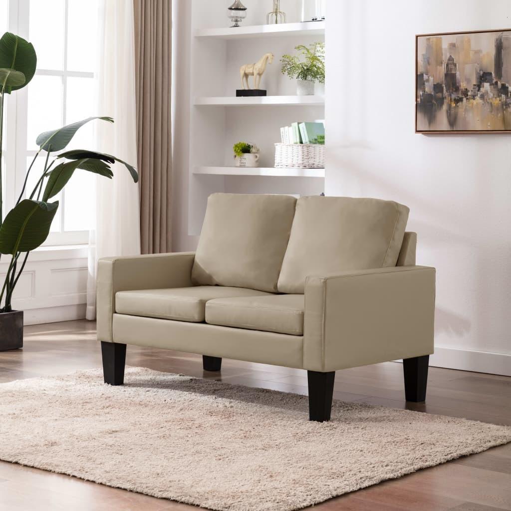 2-personers sofa kunstlæder cappuccinofarvet