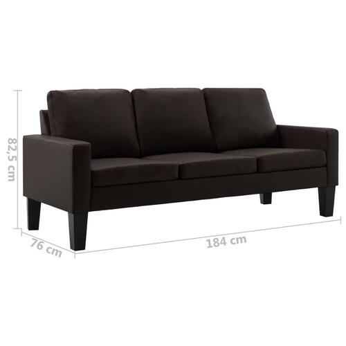 3-personers sofa kunstlæder brun