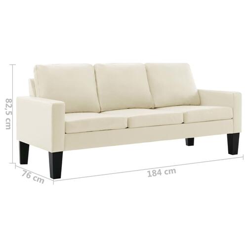 3-personers sofa kunstlæder cremefarvet