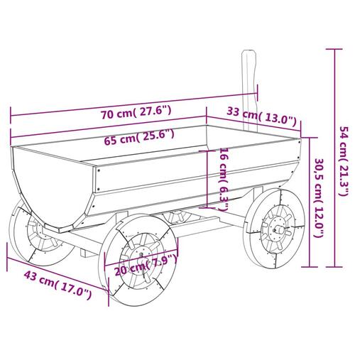 Dekorativ vogn 70x43x54 cm massivt fyrretræ