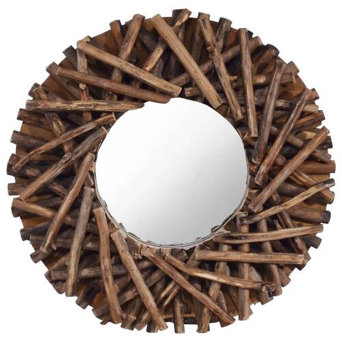 Vægspejl 40 cm teak rund
