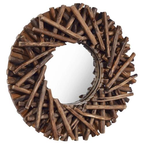 Vægspejl 40 cm teak rund