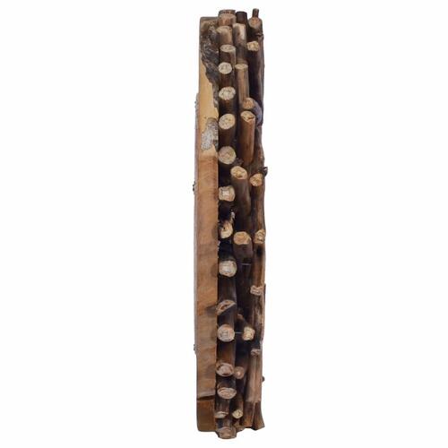 Vægspejl 40 cm teak rund