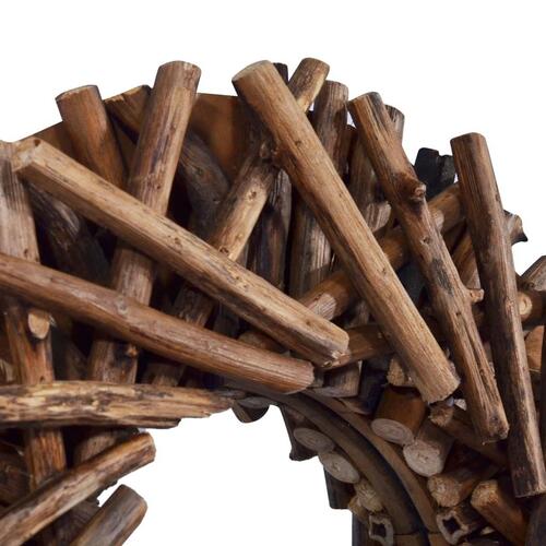 Vægspejl 40 cm teak rund