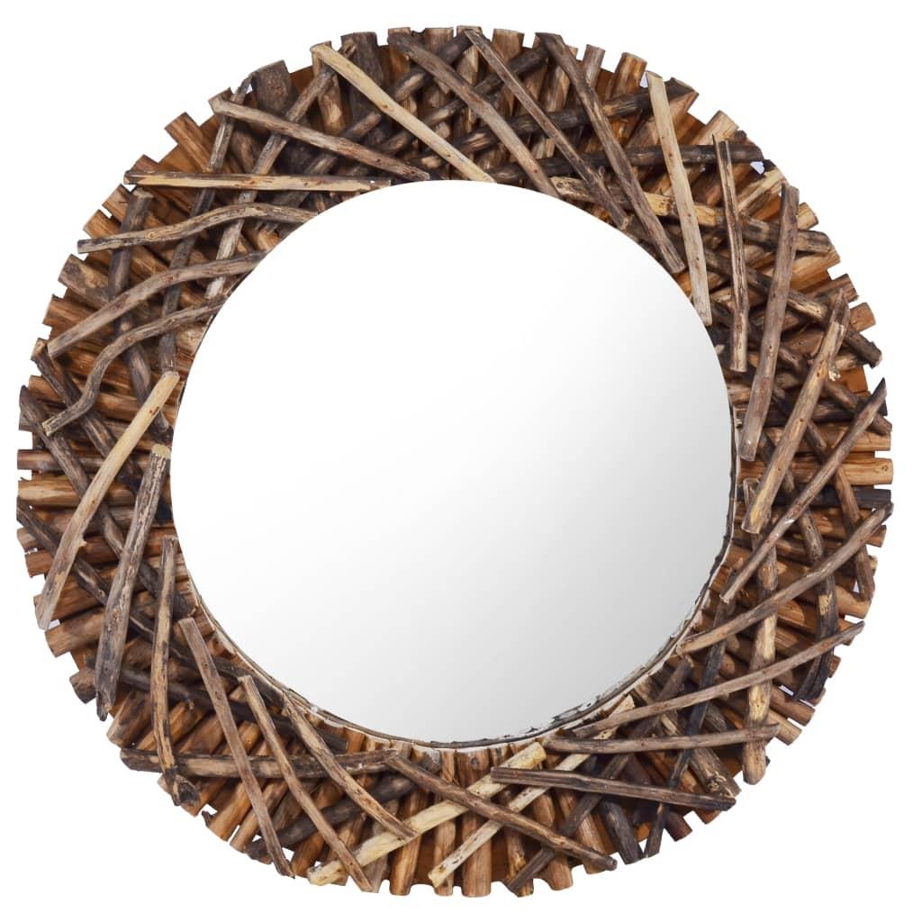 Vægspejl 60 cm teak rund