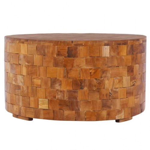 Sofabord 60×60×35 cm i massivt teaktræ - håndlavet mosaik