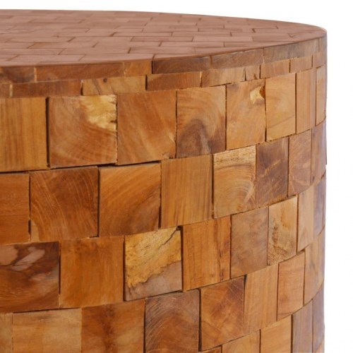 Sofabord 60×60×35 cm i massivt teaktræ - håndlavet mosaik