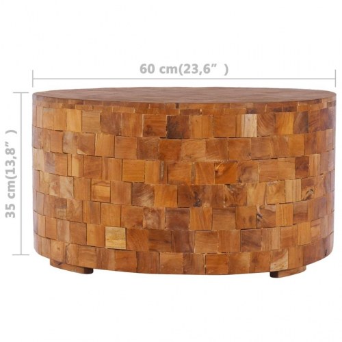 Sofabord 60×60×35 cm i massivt teaktræ - håndlavet mosaik