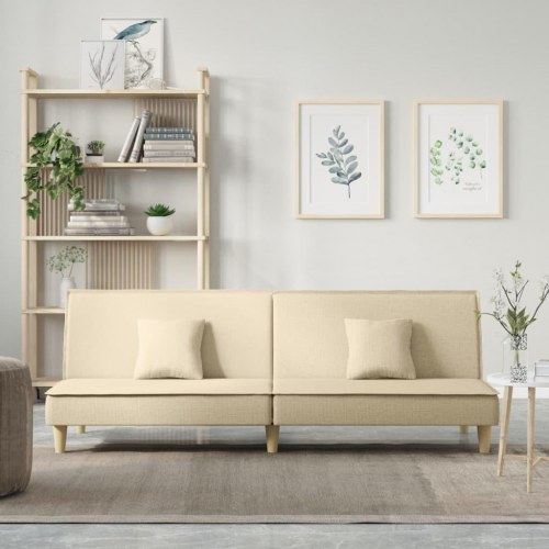 Sovesofa i stof - cremefarvet, justerbart ryglæn, 200 cm