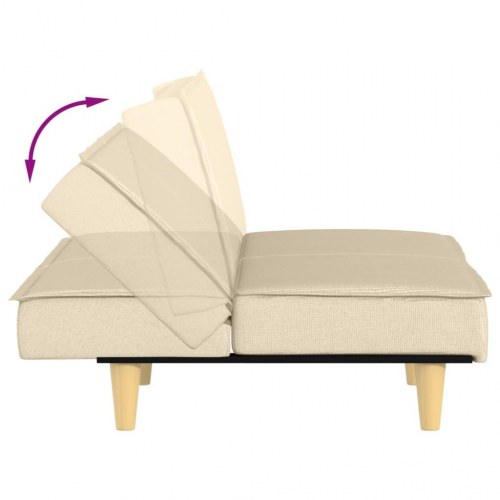 Sovesofa i stof - cremefarvet, justerbart ryglæn, 200 cm