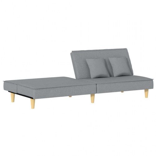 Sovesofa i stof - lysegrå 2-personers med puder