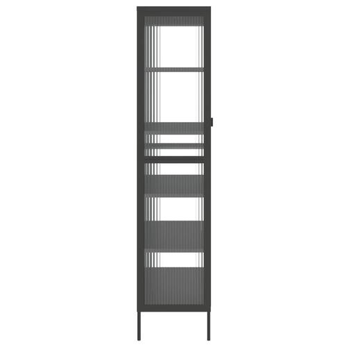Skab 85x40x180 cm glas og stål sort