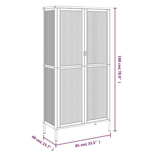 Skab 85x40x180 cm glas og stål sort