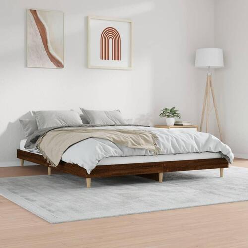 Sengeramme 160x200 cm uden madras konstrueret træ brunt eg