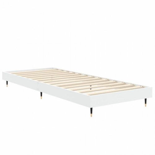 Sengeramme 75×190 cm i hvid - konstrueret træ med metalben