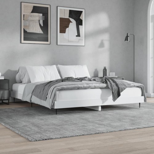 Sengestel 200 x 200 cm i hvidt konstrueret træ