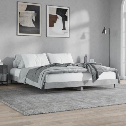 Sengestel 200 x 200 cm i konstrueret træ - betongrå
