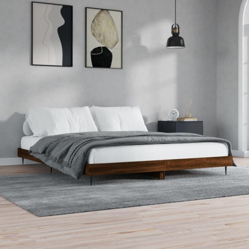 Sengeramme 200x200 cm i brun eg - konstrueret træ uden madras
