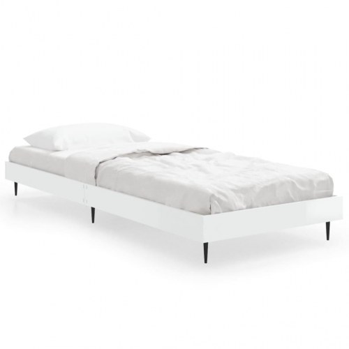 Sengeramme 75×190 cm i konstrueret træ - hvid højglans
