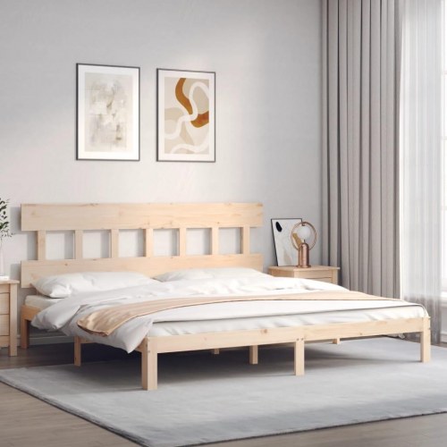 Sengeramme med sengegavl Super King Size massivt træ