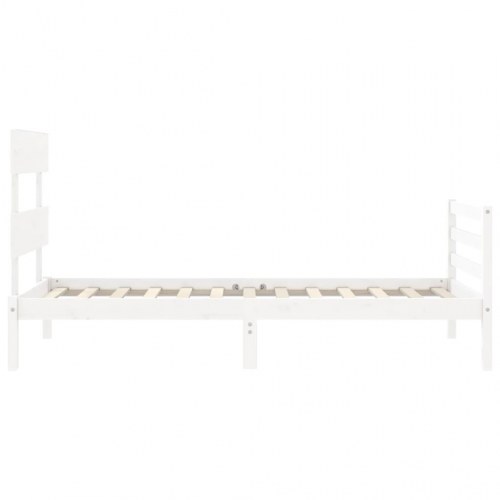 Sengeramme med sengegavl 100x200 cm massivt træ hvid