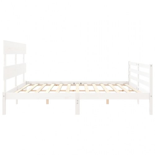 Sengeramme med sengegavl 200 x 200 cm massivt fyrretræ - hvid