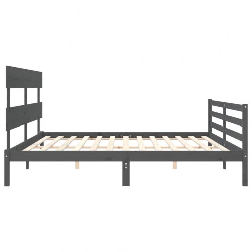 Sengeramme med sengegavl 200x200 cm - massivt fyrretræ, grå