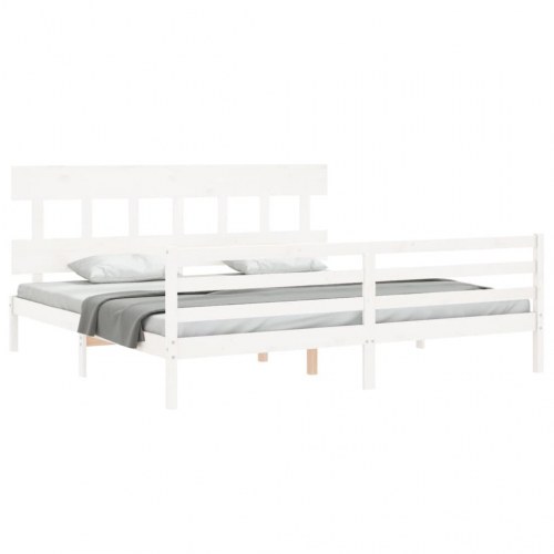 Sengeramme med sengegavl 200 x 200 cm - hvid