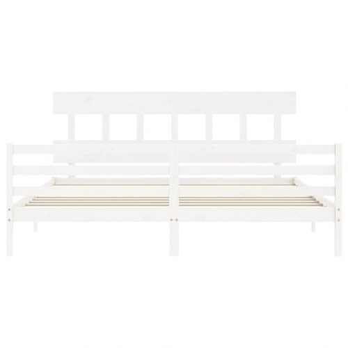 Sengeramme med sengegavl 200 x 200 cm - hvid