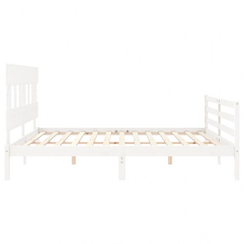 Sengeramme med sengegavl 200 x 200 cm - hvid