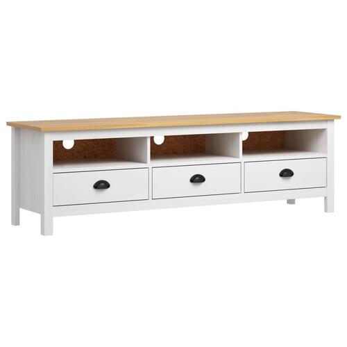 Tv-bord Hill 158x40x47 cm massivt fyrretræ hvid