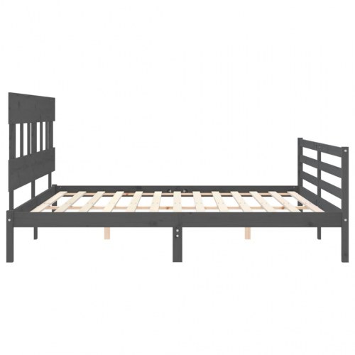 Sengeramme med gavl 200x200 cm i massivt fyrretræ - grå