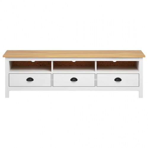 Tv-bord Hill 158x40x47 cm massivt fyrretræ hvid