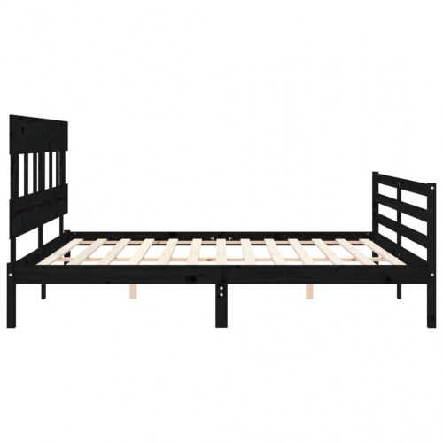 Sengeramme med sengegavl 200x200 cm massivt træ sort