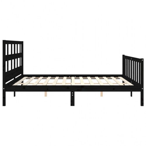 Sengeramme med sengegavl Super King Size massivt træ sort