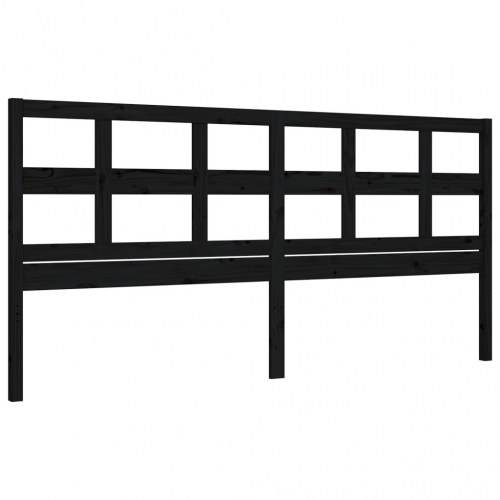 Sengeramme med sengegavl 200 x 200 cm i massivt fyrretræ - sort