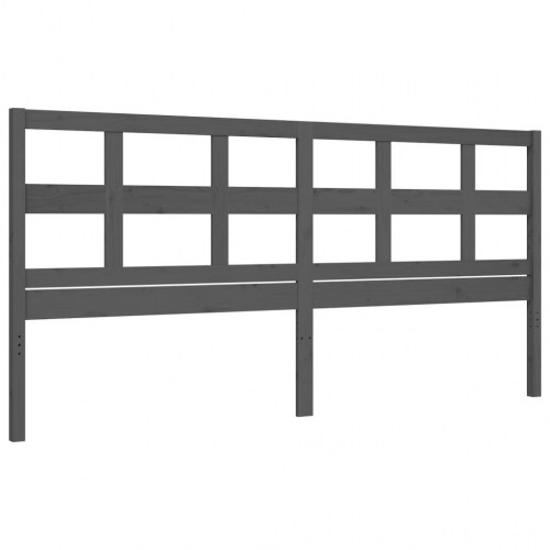 Sengeramme med sengegavl 200x200 cm massivt træ grå