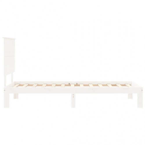 Sengeramme 90x200 cm i massivt fyrretræ - hvid med sengegavl