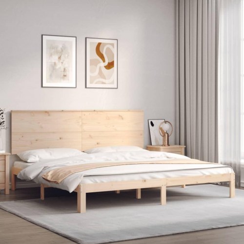 Sengeramme 200x200 cm i massivt fyrretræ med gavl